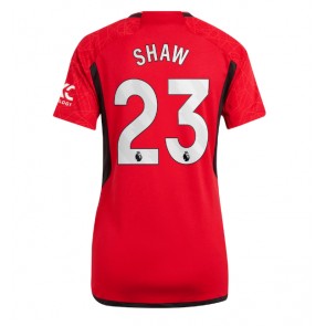 Manchester United Luke Shaw #23 Replica Home Stadium Shirt for Women 2023-24 Short Sleeve